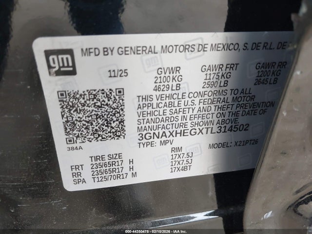 3GNAXHEGXTL314502 Chevrolet Equinox Fwd Lt