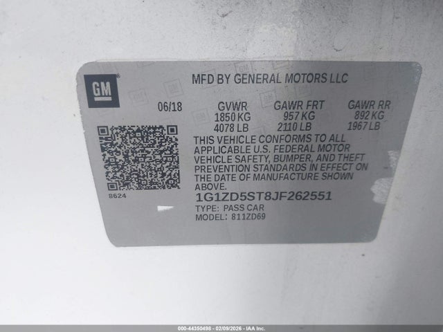 1G1ZD5ST8JF262551 Chevrolet MALIBU LT