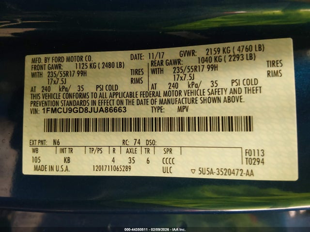 Ford ESCAPE SE 2018 1FMCU9GD8JUA86663 Image 9