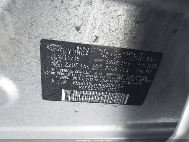 KMHD35LH9GU286369 Hyundai ELANTRA GT