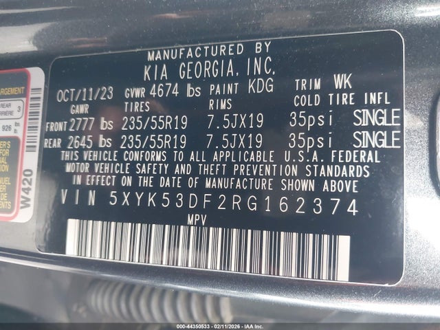 5XYK53DF2RG162374 KIA Sportage Sx-prestige