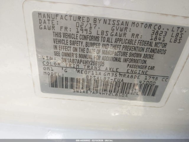 3N1AB7AP4HY268105 Nissan SENTRA S