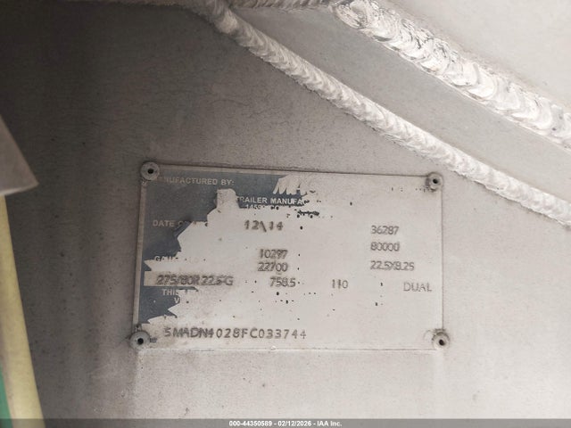 44350589 :رقم المزاد ، 5MADN4028FC033744 vin ، 2015 Mac Trailer Mfg End Dump مزاد بيع