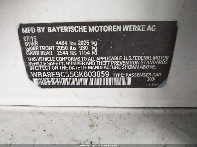 Продаж на аукціоні авто 2016 Bmw 328i, vin: WBA8E9C55GK603859, номер лоту: 44350612