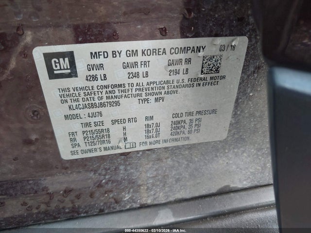 44350622 :رقم المزاد ، KL4CJASB9JB679295 vin ، 2018 Buick Encore Preferred مزاد بيع