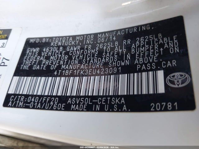 Toyota CAMRY SE 2014 4T1BF1FK3EU423091 Image 9