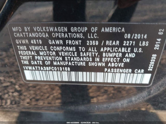 2015 VOLKSWAGEN PASSAT 1VWAT7A38FC013158 Photo 8