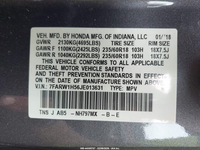 7FARW1H56JE013631 Honda CR-V EX
