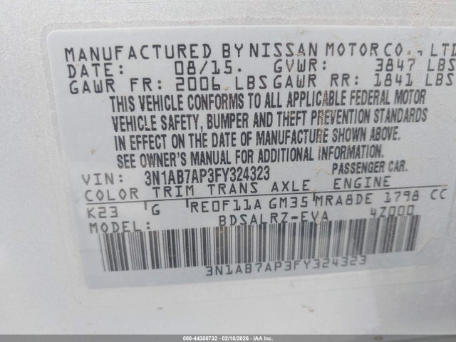 3N1AB7AP3FY324323 Nissan SENTRA SR