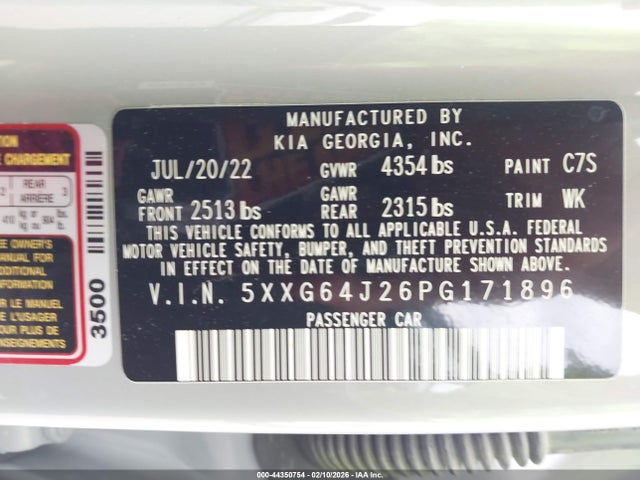 2023 Kia K5 Gt-line მანქანა იყიდება აუქციონზე, vin: 5XXG64J26PG171896, აუქციონის ნომერი: 44350754