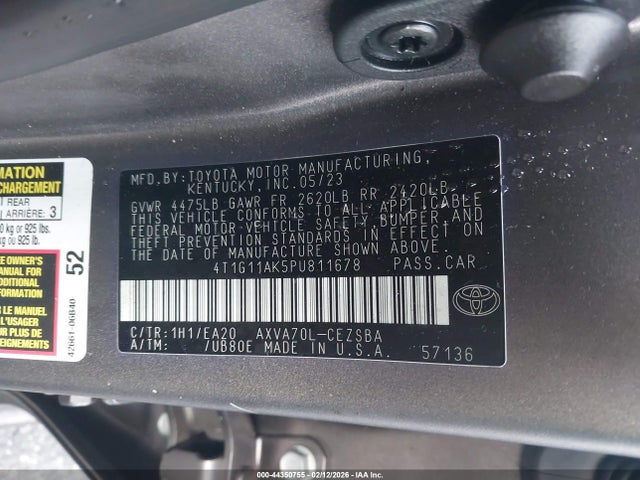 4T1G11AK5PU811678 Toyota CAMRY SE