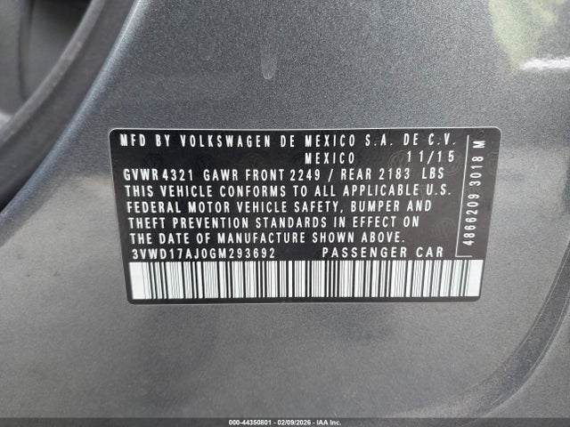 3VWD17AJ0GM293692 Volkswagen Jetta 1.8t Sport
