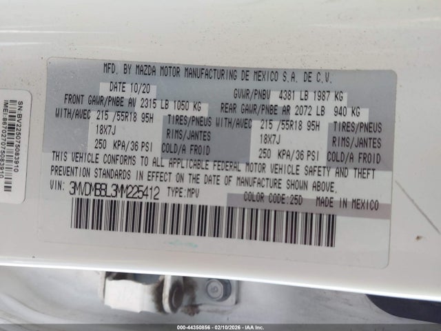 Продажа на аукционе авто 2021 Mazda Cx-30 Select, vin: 3MVDMBBL3MM225412, номер лота: 44350856