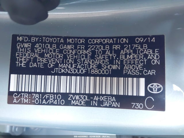 Toyota Prius Three 2015 JTDKN3DU0F1880001 Image 9
