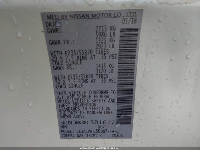 5N1DL0MN8KC501617 Infiniti QX60 LUXE