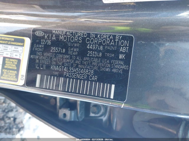 KNAGT4L35H5146828 KIA Optima Lx