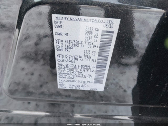 Aukcja sprzedaży 2016 Infiniti Qx60, vin: 5N1AL0MM0GC529994, numer aukcji: 44350891