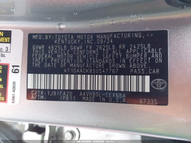 4T1DAACK8SU547767 Toyota CAMRY LE