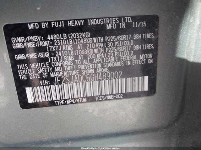 Subaru Forester 2.5i Premium 2016 JF2SJADC6GH489002 Image 9