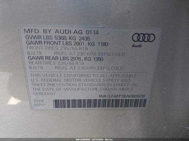 2014 AUDI Q5 WA1LFAFP3EA080508 Photo 8