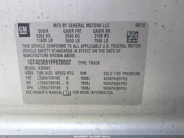 Aukcja sprzedaży 2015 Gmc Sierra 3500hd Slt, vin: 1GT423E81FF676507, numer aukcji: 44350975
