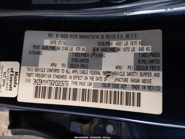 3MZBM1M79GM320979 Mazda Mazda3 I Touring