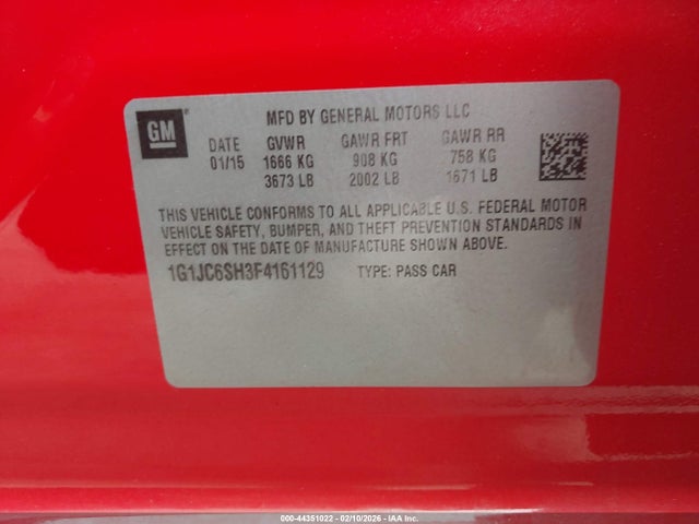 1G1JC6SH3F4161129 Chevrolet Sonic Lt Auto