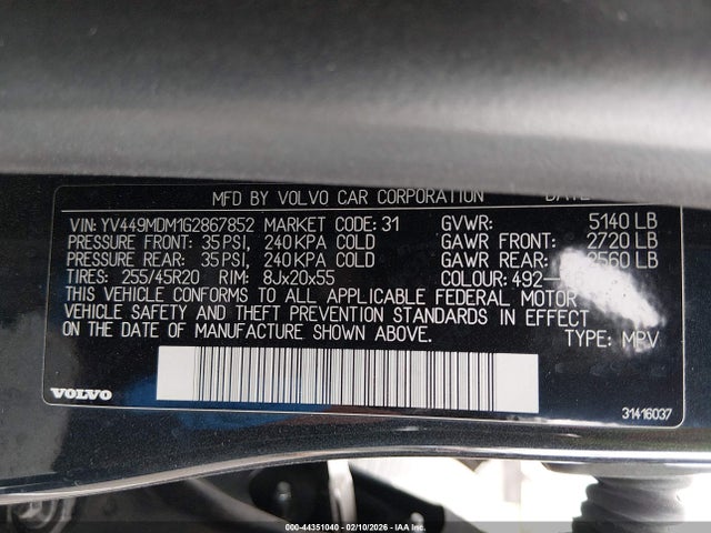 2016 VOLVO XC60 YV449MDM1G2867852 Photo 8