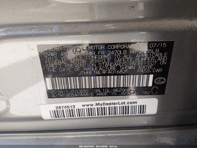 Lexus GS 350 2015 JTHBE1BL4FA016825 Image 9