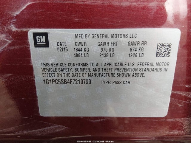 Chevrolet Cruze 1lt Auto 2015 1G1PC5SB4F7210790 Image 9