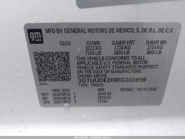 3GTUUDED9RG303859 GMC Sierra 1500 4wd Short Box Slt