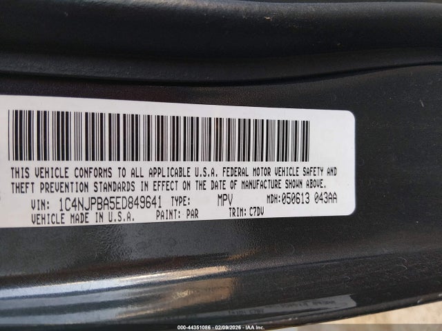1C4NJPBA5ED849641 Jeep Patriot Sport