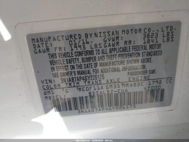 3N1AB7AP4GY226175 Nissan SENTRA SV