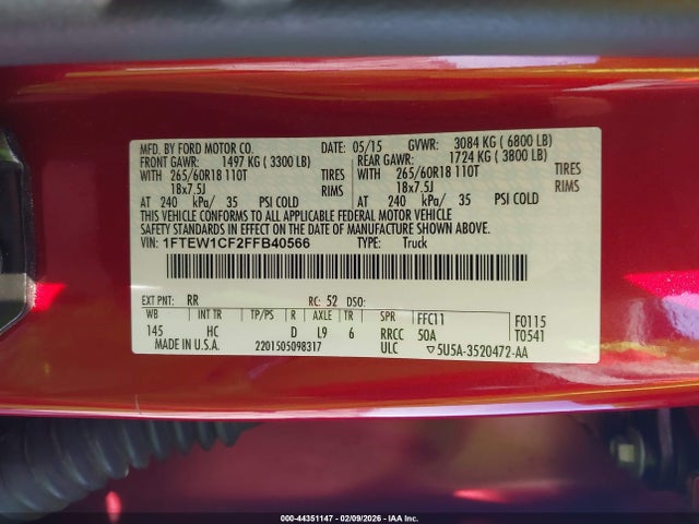 Ford F-150 Lariat 2015 1FTEW1CF2FFB40566 Image 9