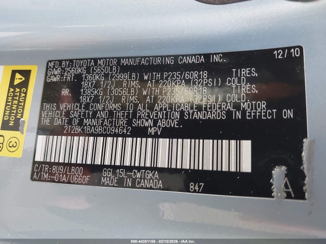 Продаж на аукціоні авто 2011 Lexus Rx 350, vin: 2T2BK1BA9BC094642, номер лоту: 44351158