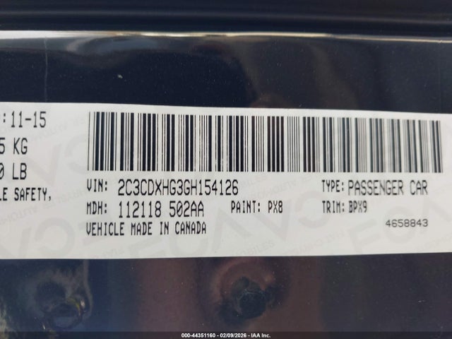 Dodge Charger Sxt 2016 2C3CDXHG3GH154126 Image 9