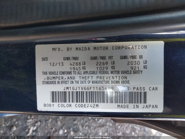 JM1GJ1V66F1165469 Mazda Mazda6 I Touring