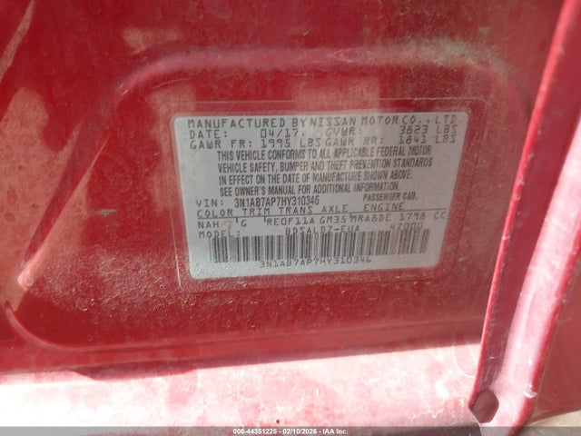 3N1AB7AP7HY310346 Nissan SENTRA SV