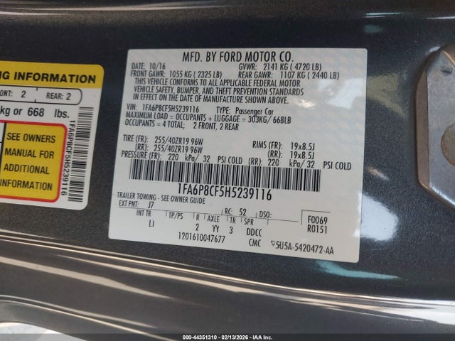 Ford Mustang Gt Premium 2017 1FA6P8CF5H5239116 Image 9