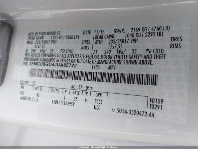 2018 FORD ESCAPE 1FMCU9GD4JUA85722 Photo 8