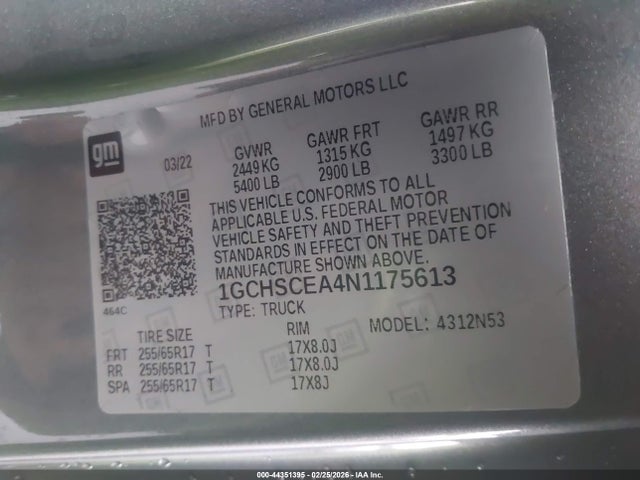 1GCHSCEA4N1175613 Chevrolet Colorado 2wd Long Box Lt