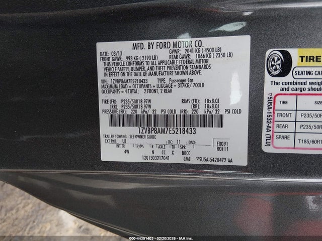1ZVBP8AM7E5218433 Ford Mustang V6 Premium