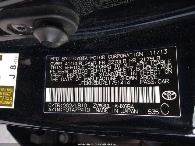 Toyota Prius Four 2014 JTDKN3DU7E1751414 Image 9