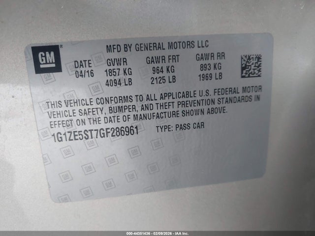 1G1ZE5ST7GF286961 Chevrolet MALIBU 1LT