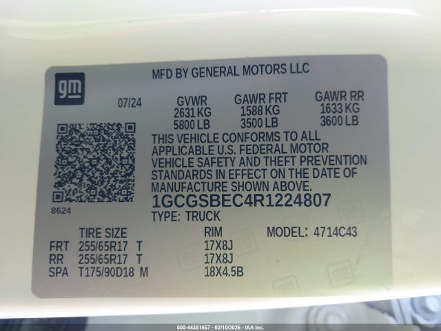 1GCGSBEC4R1224807 Chevrolet Colorado 2wd Wt