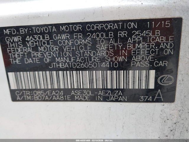 Lexus IS 200T 2016 JTHBA1D26G5014410 Image 9