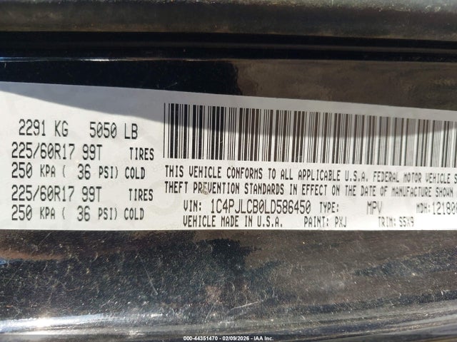 1C4PJLCB0LD586450 Jeep Cherokee Latitude Fwd
