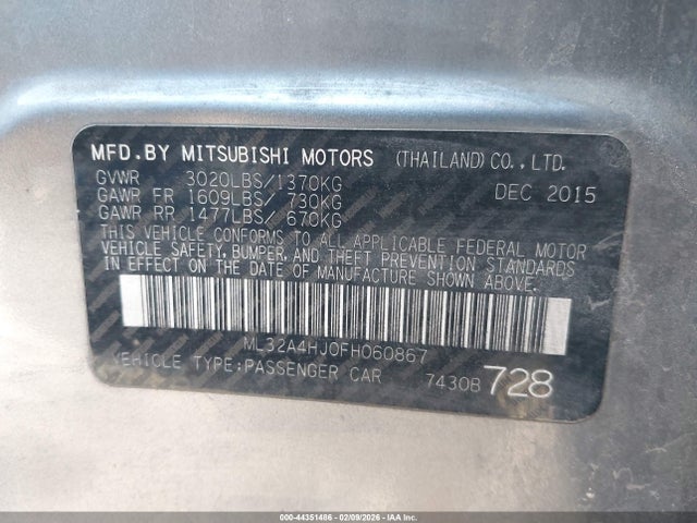 Mitsubishi MIRAGE ES 2015 ML32A4HJ0FH060867 Image 9
