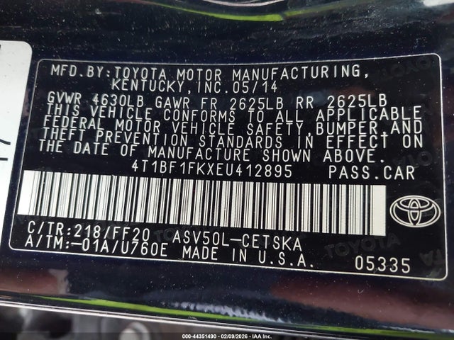 4T1BF1FKXEU412895 Toyota CAMRY SE