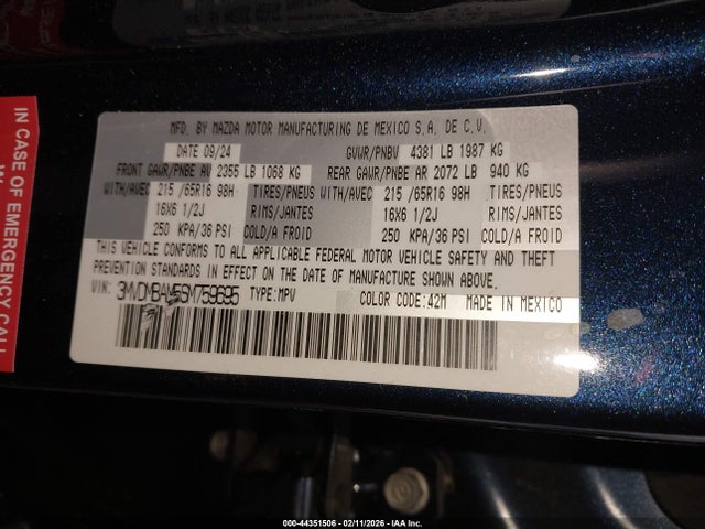 Aukcja sprzedaży 2025 Mazda Cx-30 2.5 S, vin: 3MVDMBAM5SM759695, numer aukcji: 44351506